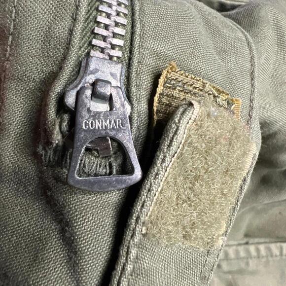Vintage 80s US Army M-65 Field Jacket Olive Green Regular Medium Broken Zipper - Picture 8 of 14